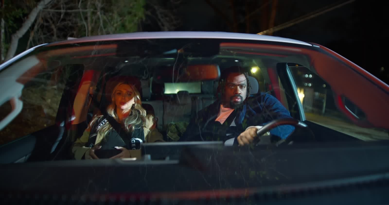 Night driving scene from a personal injury campaign