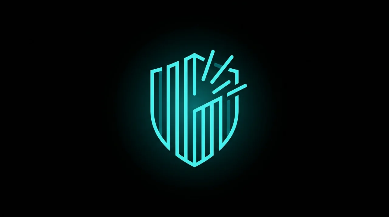 Criminal defense emblem: a shield of vertical bars breaking open into light